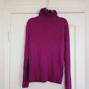 Talbots Fuchsia Ribbed Turtleneck Sweater